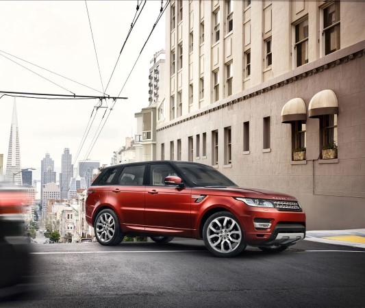 Red colored range rover