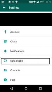 Whatsapp data usage option within settings